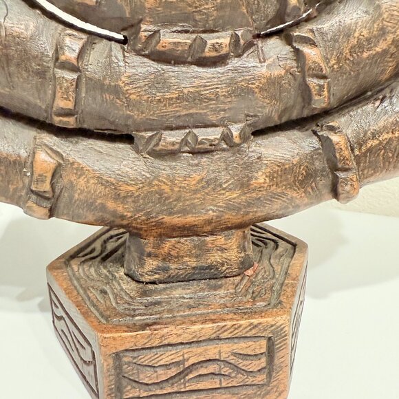 Vintage Large Carved Wood 7 Branch Menorah/Candelabra Signed - Picture 13 of 17